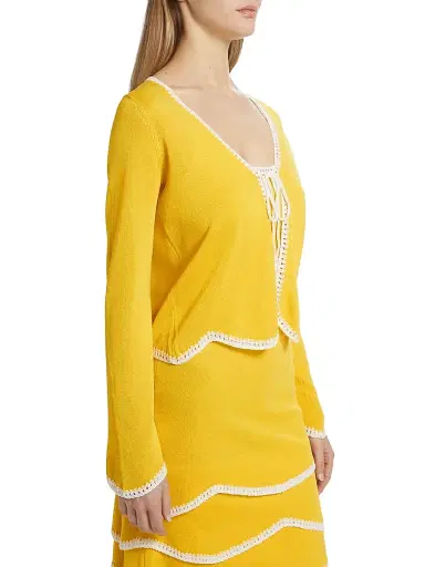 Ramy Brook Women's Tara Knit Front-Tie Cardigan - Lemon Drop Wave | Thumbnail 4 Ramy Brook Women's Tara Knit Front-Tie Cardigan - Lemon Drop Wave | Thumbnail 4