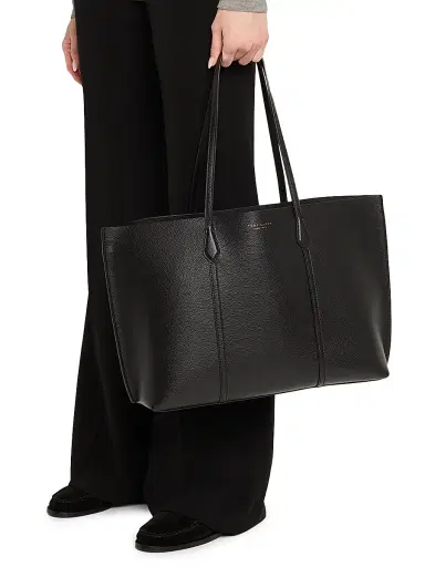 Tory Burch Women's Perry Logo Leather Tote Bag | Thumbnail 2 Tory Burch Women's Perry Logo Leather Tote Bag | Thumbnail 2