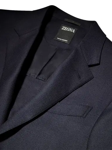 ZEGNA Men's Trofeo Comfort Stretch Wool and Silk Jacket - Navy Blue | Thumbnail 4 ZEGNA Men's Trofeo Comfort Stretch Wool and Silk Jacket - Navy Blue | Thumbnail 4