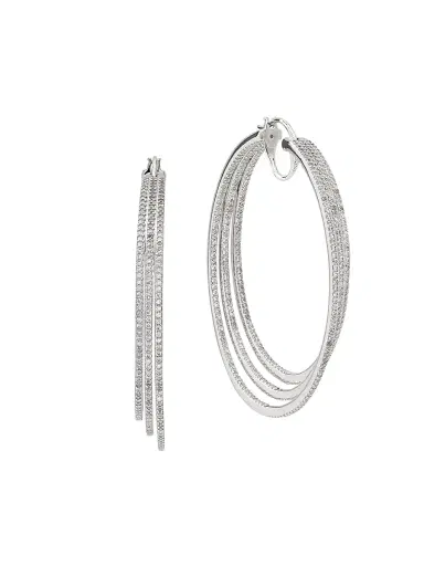 Adriana Orsini Women's Sterling Silver & Cubic Zirconia Triple-Hoop Earrings - Rhodium | Thumbnail 1 Adriana Orsini Women's Sterling Silver & Cubic Zirconia Triple-Hoop Earrings - Rhodium | Thumbnail 1