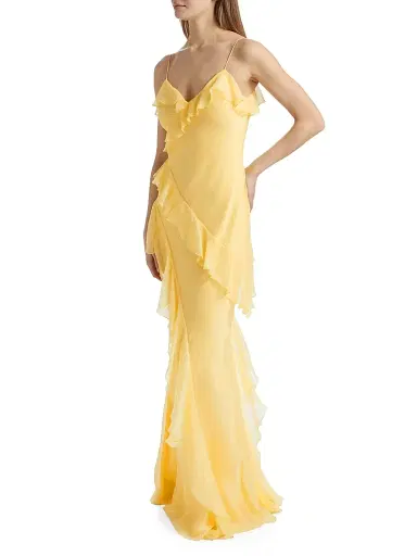 AMUR Women's Sophia Chiffon Ruffle-Trim Gown - Lotus | Thumbnail 4 AMUR Women's Sophia Chiffon Ruffle-Trim Gown - Lotus | Thumbnail 4