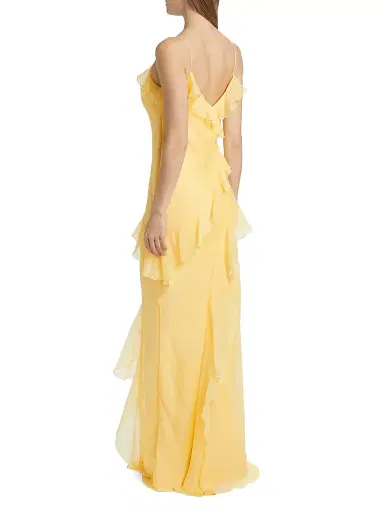 AMUR Women's Sophia Chiffon Ruffle-Trim Gown - Lotus | Thumbnail 5 AMUR Women's Sophia Chiffon Ruffle-Trim Gown - Lotus | Thumbnail 5
