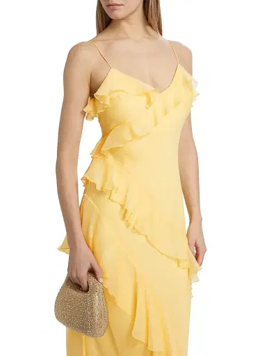 AMUR Women's Sophia Chiffon Ruffle-Trim Gown - Lotus | Thumbnail 6 AMUR Women's Sophia Chiffon Ruffle-Trim Gown - Lotus | Thumbnail 6