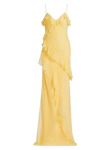 AMUR Women's Sophia Chiffon Ruffle-Trim Gown - Lotus | Thumbnail 1 AMUR Women's Sophia Chiffon Ruffle-Trim Gown - Lotus | Thumbnail 1