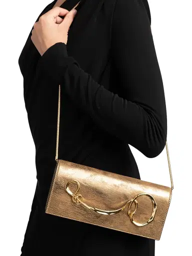 Alexis Bittar Women's Twisted Handle Leather Clutch - Antique Gold | Thumbnail 2 Alexis Bittar Women's Twisted Handle Leather Clutch - Antique Gold | Thumbnail 2