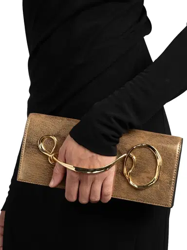 Alexis Bittar Women's Twisted Handle Leather Clutch - Antique Gold | Thumbnail 3 Alexis Bittar Women's Twisted Handle Leather Clutch - Antique Gold | Thumbnail 3