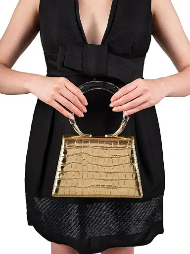 ALEXIS BITTAR Women's Liquid Lucite Croc-Embossed Leather Top-Handle Bag - Gold | Thumbnail 2 ALEXIS BITTAR Women's Liquid Lucite Croc-Embossed Leather Top-Handle Bag - Gold | Thumbnail 2