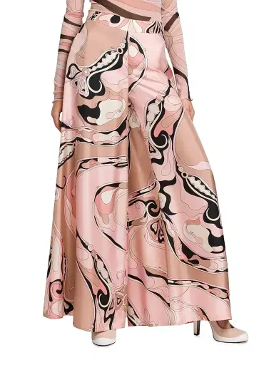Pucci Women's Printed Silk Twill Wide-Leg Pants - Natural | Thumbnail 3 Pucci Women's Printed Silk Twill Wide-Leg Pants - Natural | Thumbnail 3