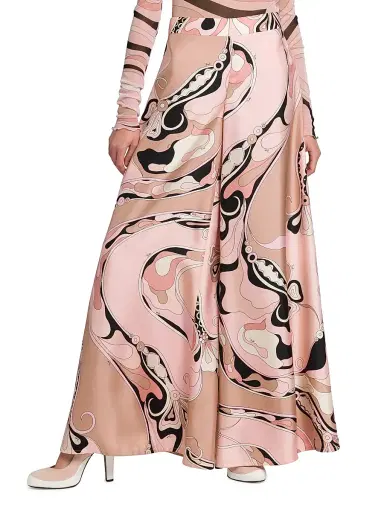 Pucci Women's Printed Silk Twill Wide-Leg Pants - Natural | Thumbnail 4 Pucci Women's Printed Silk Twill Wide-Leg Pants - Natural | Thumbnail 4