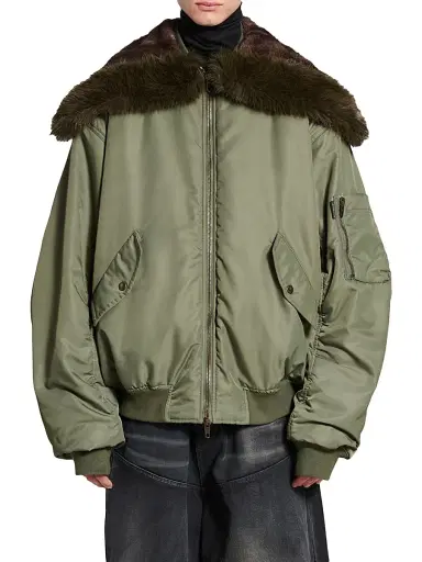 Balenciaga Women's Hooded Bomber Jacket - Khaki - Size XL | Thumbnail 3 Balenciaga Women's Hooded Bomber Jacket - Khaki - Size XL | Thumbnail 3