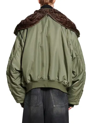 Balenciaga Women's Hooded Bomber Jacket - Khaki - Size XL | Thumbnail 4 Balenciaga Women's Hooded Bomber Jacket - Khaki - Size XL | Thumbnail 4