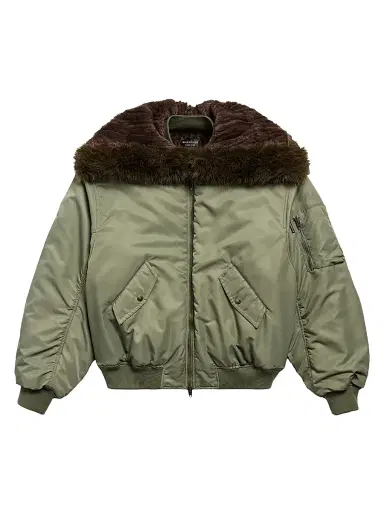Balenciaga Women's Hooded Bomber Jacket - Khaki - Size XL | Thumbnail 1 Balenciaga Women's Hooded Bomber Jacket - Khaki - Size XL | Thumbnail 1