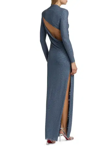Self-Portrait Women's Rhinestone Gathered Gown - Blue | Thumbnail 5 Self-Portrait Women's Rhinestone Gathered Gown - Blue | Thumbnail 5