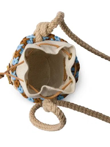 Prada Women's Wicker and Linen-Blend Mini Shoulder Bag - Beige Khaki | Thumbnail 4 Prada Women's Wicker and Linen-Blend Mini Shoulder Bag - Beige Khaki | Thumbnail 4