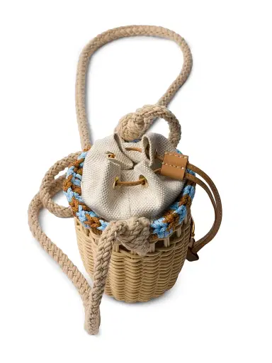 Prada Women's Wicker and Linen-Blend Mini Shoulder Bag - Beige Khaki | Thumbnail 6 Prada Women's Wicker and Linen-Blend Mini Shoulder Bag - Beige Khaki | Thumbnail 6