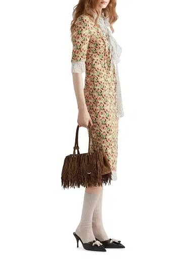 Prada Women's Galleria Suede Top Handle Bag with Fringe - Brown | Thumbnail 2 Prada Women's Galleria Suede Top Handle Bag with Fringe - Brown | Thumbnail 2
