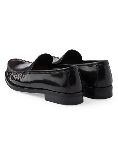 Prada Men's Brushed Leather Loafers - Brown Black | Thumbnail 3 Prada Men's Brushed Leather Loafers - Brown Black | Thumbnail 3