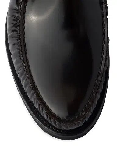 Prada Men's Brushed Leather Loafers - Brown Black | Thumbnail 4 Prada Men's Brushed Leather Loafers - Brown Black | Thumbnail 4