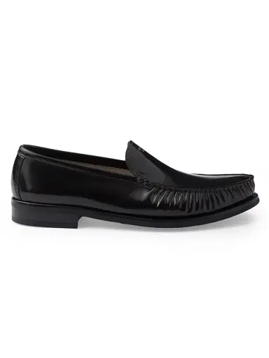 Prada Men's Brushed Leather Loafers - Brown Black | Thumbnail 1 Prada Men's Brushed Leather Loafers - Brown Black | Thumbnail 1