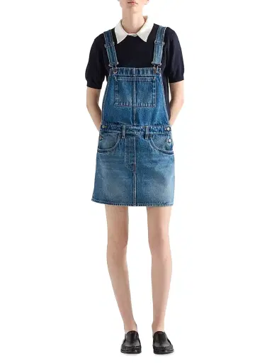 Prada Women's Denim Bib Overall Mini-Dress - Blue | Thumbnail 2 Prada Women's Denim Bib Overall Mini-Dress - Blue | Thumbnail 2