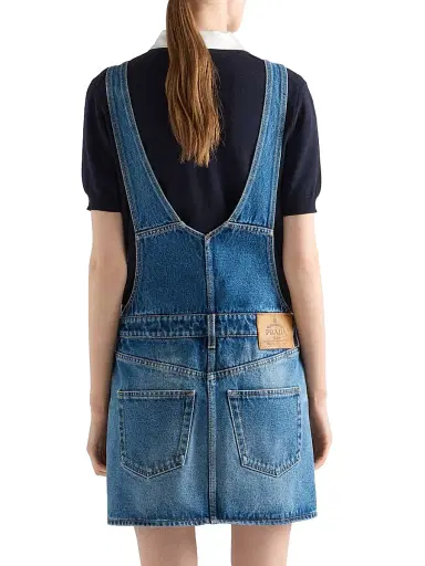 Prada Women's Denim Bib Overall Mini-Dress - Blue | Thumbnail 3 Prada Women's Denim Bib Overall Mini-Dress - Blue | Thumbnail 3