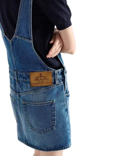 Prada Women's Denim Bib Overall Mini-Dress - Blue | Thumbnail 5 Prada Women's Denim Bib Overall Mini-Dress - Blue | Thumbnail 5