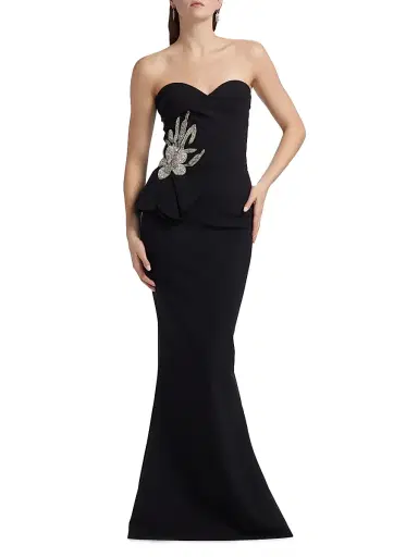Chiara Boni La Petite Robe Women's Grenawa Floral Beaded Strapless Gown | Thumbnail 2 Chiara Boni La Petite Robe Women's Grenawa Floral Beaded Strapless Gown | Thumbnail 2