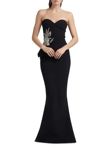 Chiara Boni La Petite Robe Women's Grenawa Floral Beaded Strapless Gown | Thumbnail 3 Chiara Boni La Petite Robe Women's Grenawa Floral Beaded Strapless Gown | Thumbnail 3
