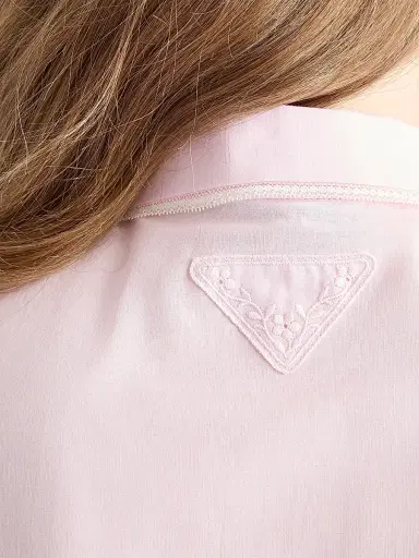 Prada Women's Embroidered Cropped Batiste Shirt - Pink | Thumbnail 5 Prada Women's Embroidered Cropped Batiste Shirt - Pink | Thumbnail 5