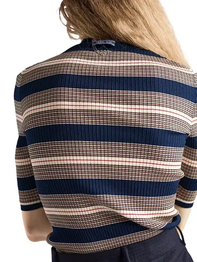 Prada Women's Striped Cotton Polo Shirt - Blue | Thumbnail 5 Prada Women's Striped Cotton Polo Shirt - Blue | Thumbnail 5