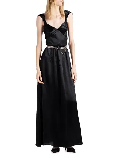 Prada Women's Long Satin Dress - Black | Thumbnail 2 Prada Women's Long Satin Dress - Black | Thumbnail 2