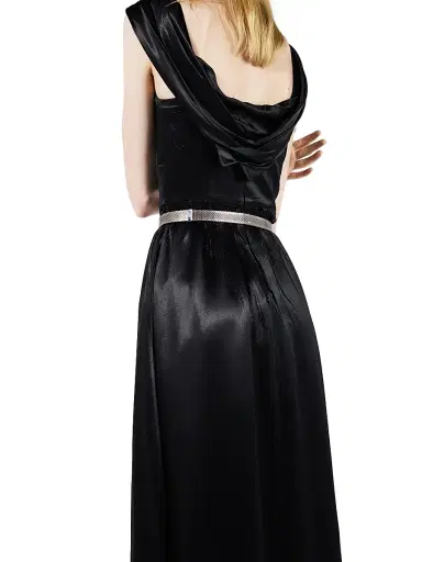 Prada Women's Long Satin Dress - Black | Thumbnail 4 Prada Women's Long Satin Dress - Black | Thumbnail 4