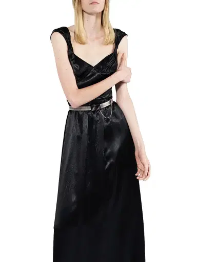 Prada Women's Long Satin Dress - Black | Thumbnail 5 Prada Women's Long Satin Dress - Black | Thumbnail 5