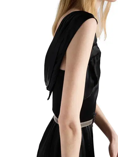 Prada Women's Long Satin Dress - Black | Thumbnail 6 Prada Women's Long Satin Dress - Black | Thumbnail 6