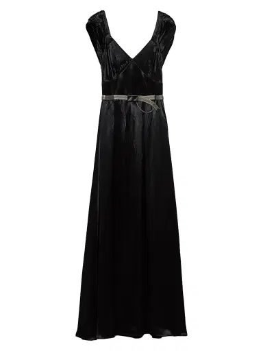 Prada Women's Long Satin Dress - Black | Thumbnail 1 Prada Women's Long Satin Dress - Black | Thumbnail 1