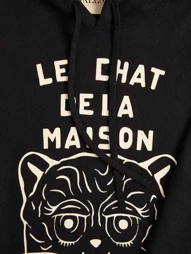 Valentino Garavani Men's Cotton Sweatshirt with Chat De La Maison Patch - Black | Thumbnail 6 Valentino Garavani Men's Cotton Sweatshirt with Chat De La Maison Patch - Black | Thumbnail 6