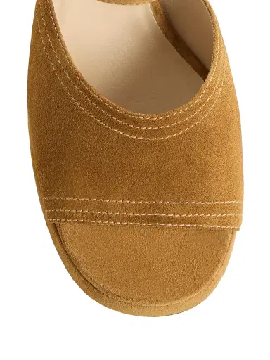 Valentino Garavani Women's Fawcette Platform Crust Leather 100MM Sandals - Havana Beige - Size 11.5 | Thumbnail 6 Valentino Garavani Women's Fawcette Platform Crust Leather 100MM Sandals - Havana Beige - Size 11.5 | Thumbnail 6