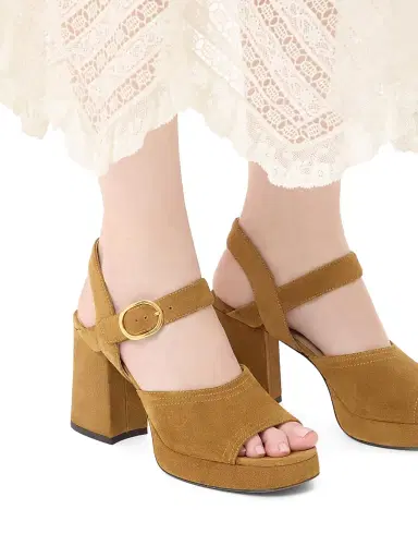 Valentino Garavani Women's Fawcette Platform Crust Leather 100MM Sandals - Havana Beige - Size 11.5 | Thumbnail 7 Valentino Garavani Women's Fawcette Platform Crust Leather 100MM Sandals - Havana Beige - Size 11.5 | Thumbnail 7