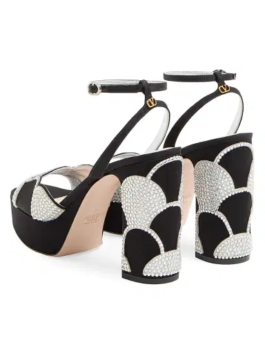 Valentino Garavani Women's Bowow Platform 115MM Sandals in Moiré Fabric - Black Silver - Size 10.5 | Thumbnail 3 Valentino Garavani Women's Bowow Platform 115MM Sandals in Moiré Fabric - Black Silver - Size 10.5 | Thumbnail 3