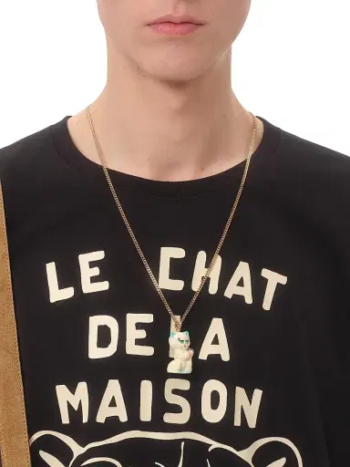 Valentino Garavani Men's Cotton T-Shirt with Chat De La Maison Print - Black | Thumbnail 6 Valentino Garavani Men's Cotton T-Shirt with Chat De La Maison Print - Black | Thumbnail 6