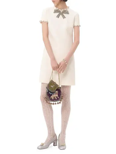 Valentino Garavani Women's Embroidered Crepe Couture Short Dress - Ivory - Size 4 | Thumbnail 2 Valentino Garavani Women's Embroidered Crepe Couture Short Dress - Ivory - Size 4 | Thumbnail 2