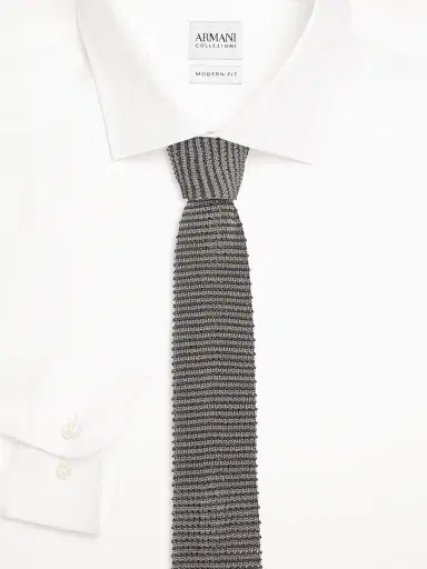 Giorgio Armani Men's Cravatta Tricot Silk Tie - Pearl | Thumbnail 2 Giorgio Armani Men's Cravatta Tricot Silk Tie - Pearl | Thumbnail 2