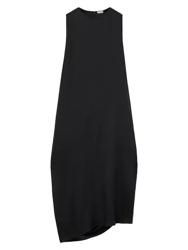 LOEWE Women's Draped Silk Sleeveless Midi-Dress - Black | Thumbnail 1 LOEWE Women's Draped Silk Sleeveless Midi-Dress - Black | Thumbnail 1