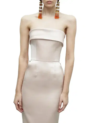 The New Arrivals Ilkyaz Ozel Women's Rhea Satin Strapless Column Gown - Meringue | Thumbnail 4 The New Arrivals Ilkyaz Ozel Women's Rhea Satin Strapless Column Gown - Meringue | Thumbnail 4