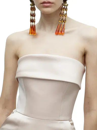 The New Arrivals Ilkyaz Ozel Women's Rhea Satin Strapless Column Gown - Meringue | Thumbnail 5 The New Arrivals Ilkyaz Ozel Women's Rhea Satin Strapless Column Gown - Meringue | Thumbnail 5