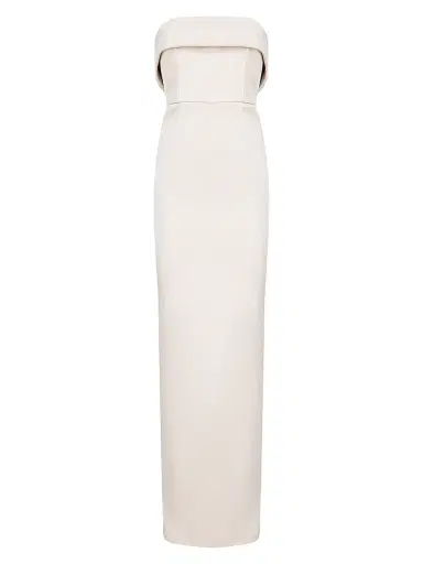 The New Arrivals Ilkyaz Ozel Women's Rhea Satin Strapless Column Gown - Meringue | Thumbnail 1 The New Arrivals Ilkyaz Ozel Women's Rhea Satin Strapless Column Gown - Meringue | Thumbnail 1