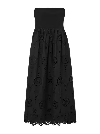 Matteau Strapless Broderie Anglaise Organic Cotton And Stretch-knit Midi Dress | Thumbnail 1 Matteau Strapless Broderie Anglaise Organic Cotton And Stretch-knit Midi Dress | Thumbnail 1