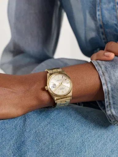 Wind Vintage + Rolex Pre-owned 1970 Oyster Perpetual Date Automatic 34mm 14-karat Gold Watch | Thumbnail 2 Wind Vintage + Rolex Pre-owned 1970 Oyster Perpetual Date Automatic 34mm 14-karat Gold Watch | Thumbnail 2