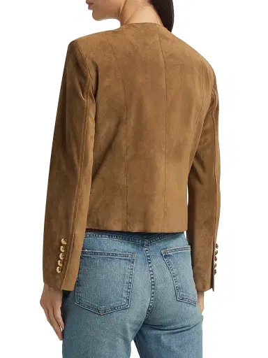 Nili Lotan Women's Nanon Suede Collarless Button-Front Jacket - Martora | Thumbnail 5 Nili Lotan Women's Nanon Suede Collarless Button-Front Jacket - Martora | Thumbnail 5
