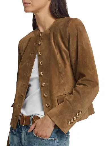 Nili Lotan Women's Nanon Suede Collarless Button-Front Jacket - Martora | Thumbnail 6 Nili Lotan Women's Nanon Suede Collarless Button-Front Jacket - Martora | Thumbnail 6